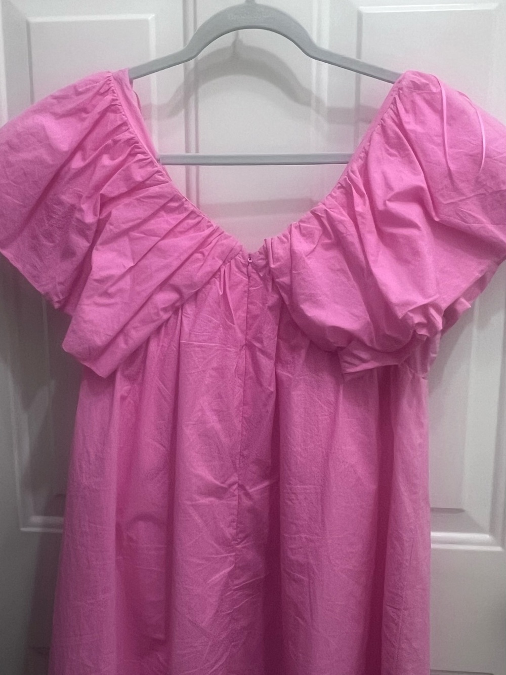 Off-Shoulder Pink Midi Dress with Ruffle Neckline